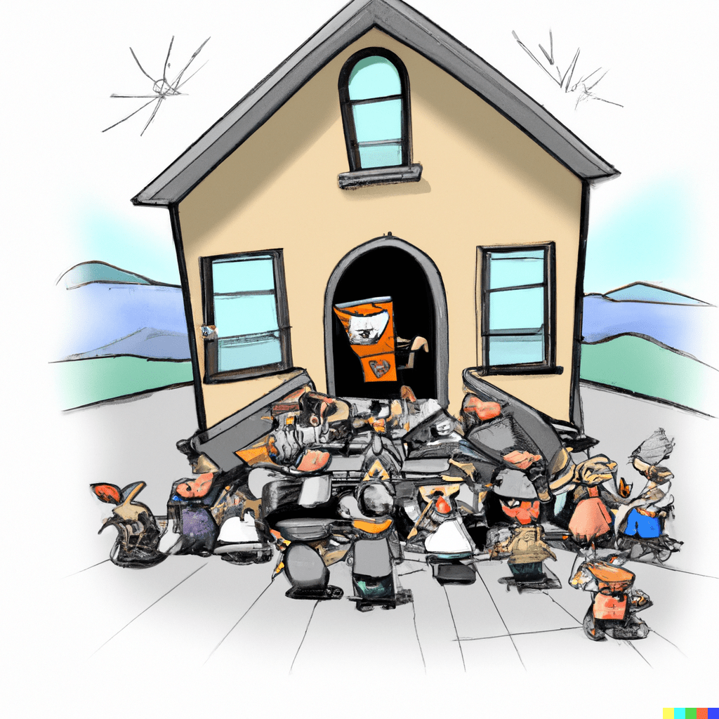 A horde of haters invades a peaceful home - AI Generated