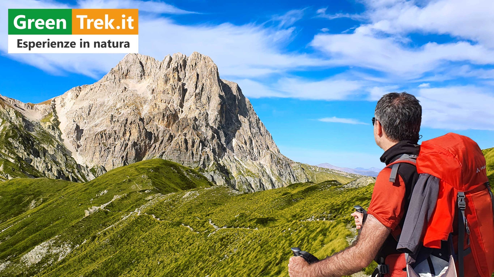 Foto panoramica del Corno Grande del Gran Sasso (Abruzzo - L'Aquila) vista dal Sentiero del Centenario.