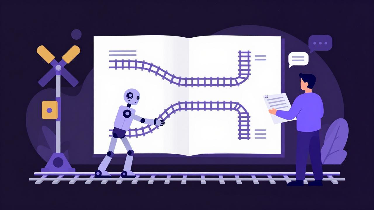 The rails: the human with the blueprint decides, the robot lays the tracks